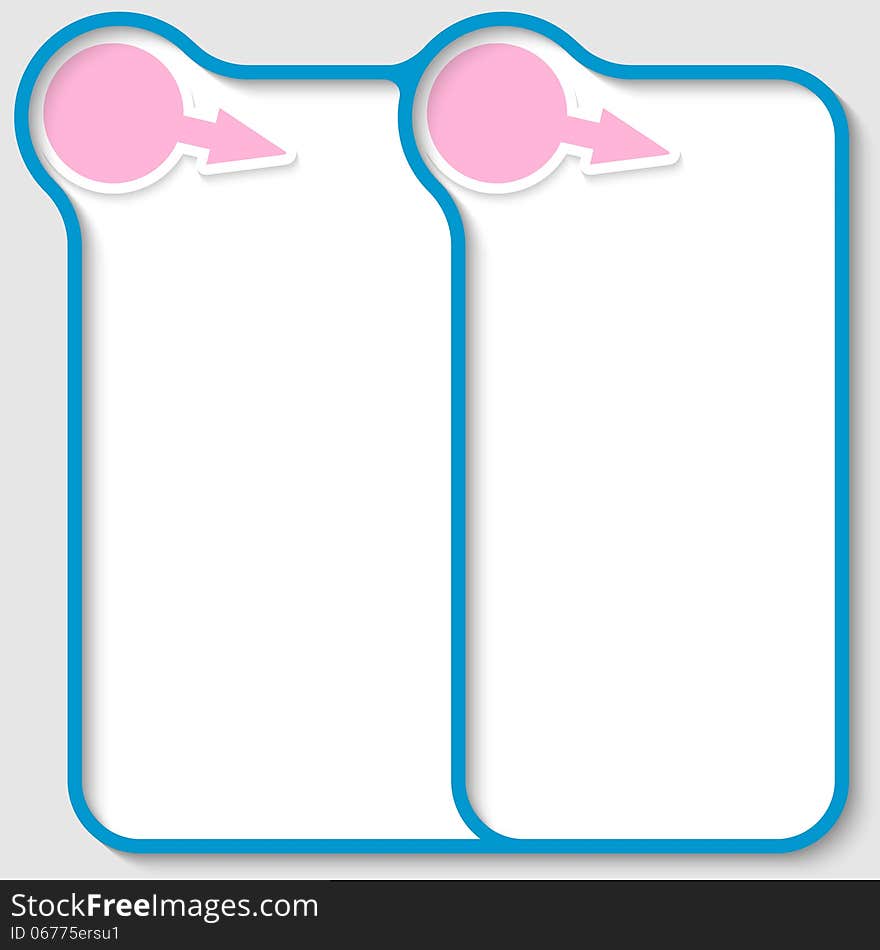 Blue double text frame with pink arrow