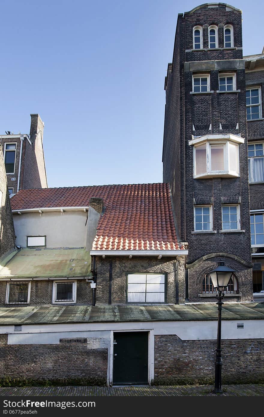 Back side of a street in Rotterdam Delfshaven