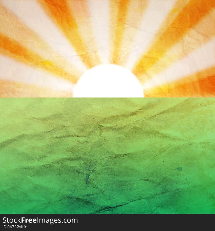 Abstract background with the sun and the earth