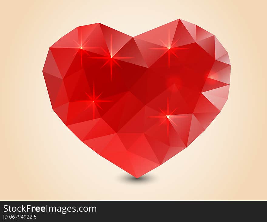 Origami polygonal heart. Vector Illustration.