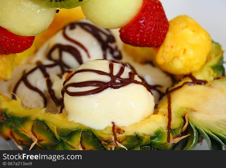 Ice cream with fruits