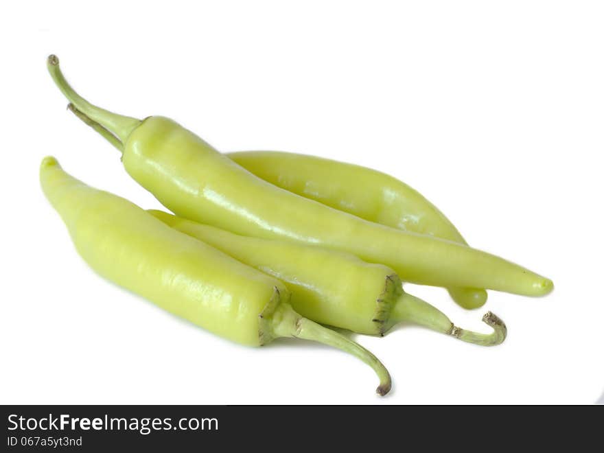 Green pepper on white background