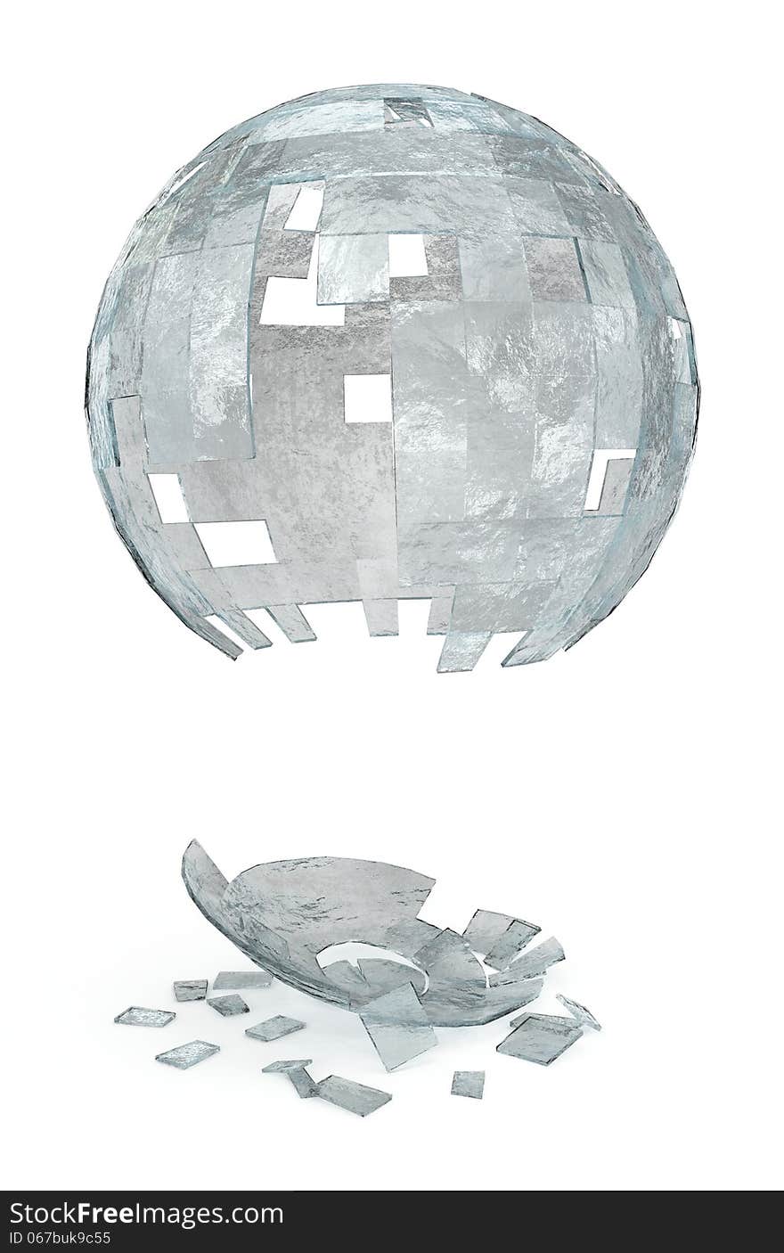 The render of the 3D model of broken mystic ice sphere. The render of the 3D model of broken mystic ice sphere