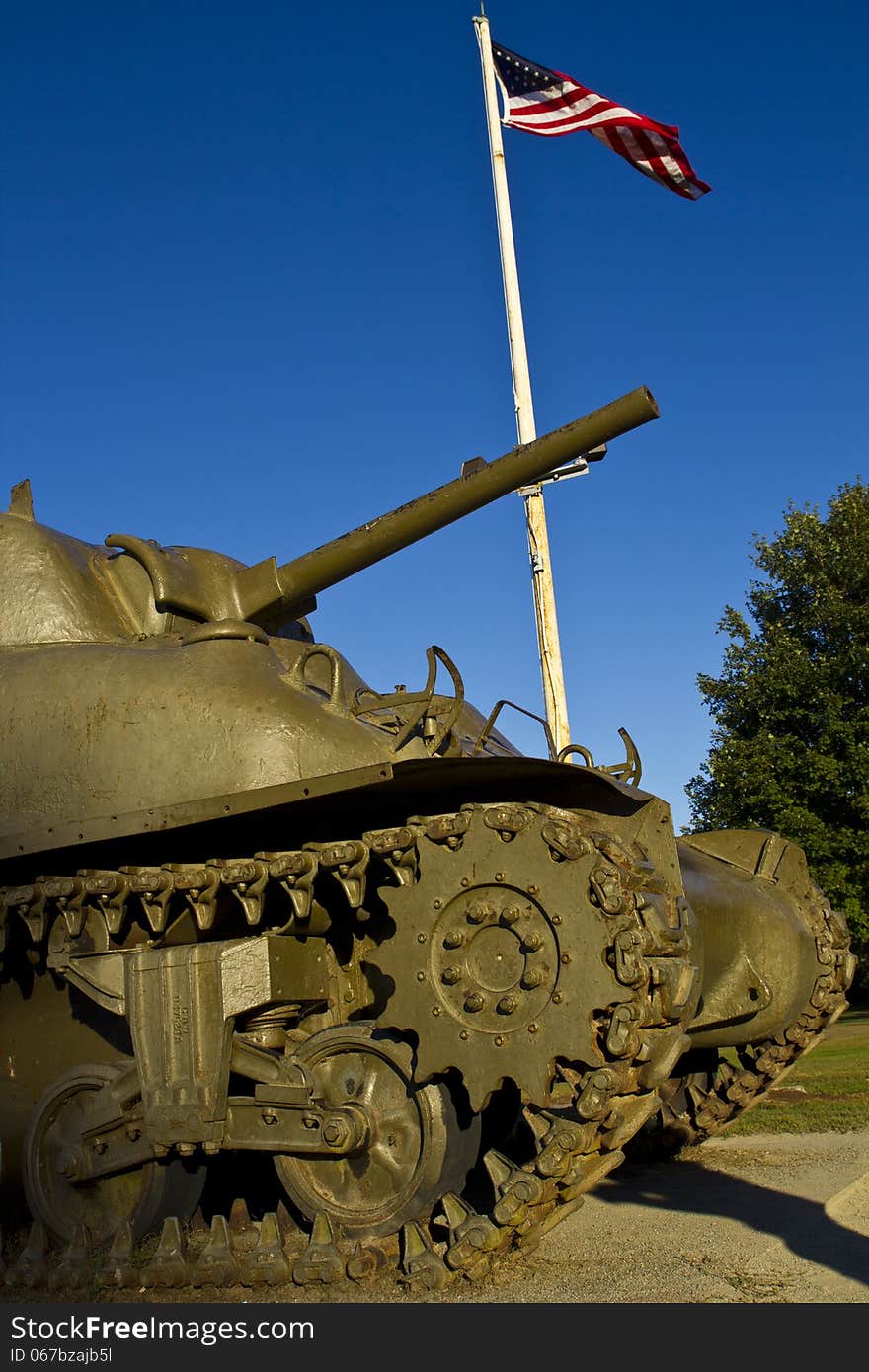 Millitary Tank with USA Flag