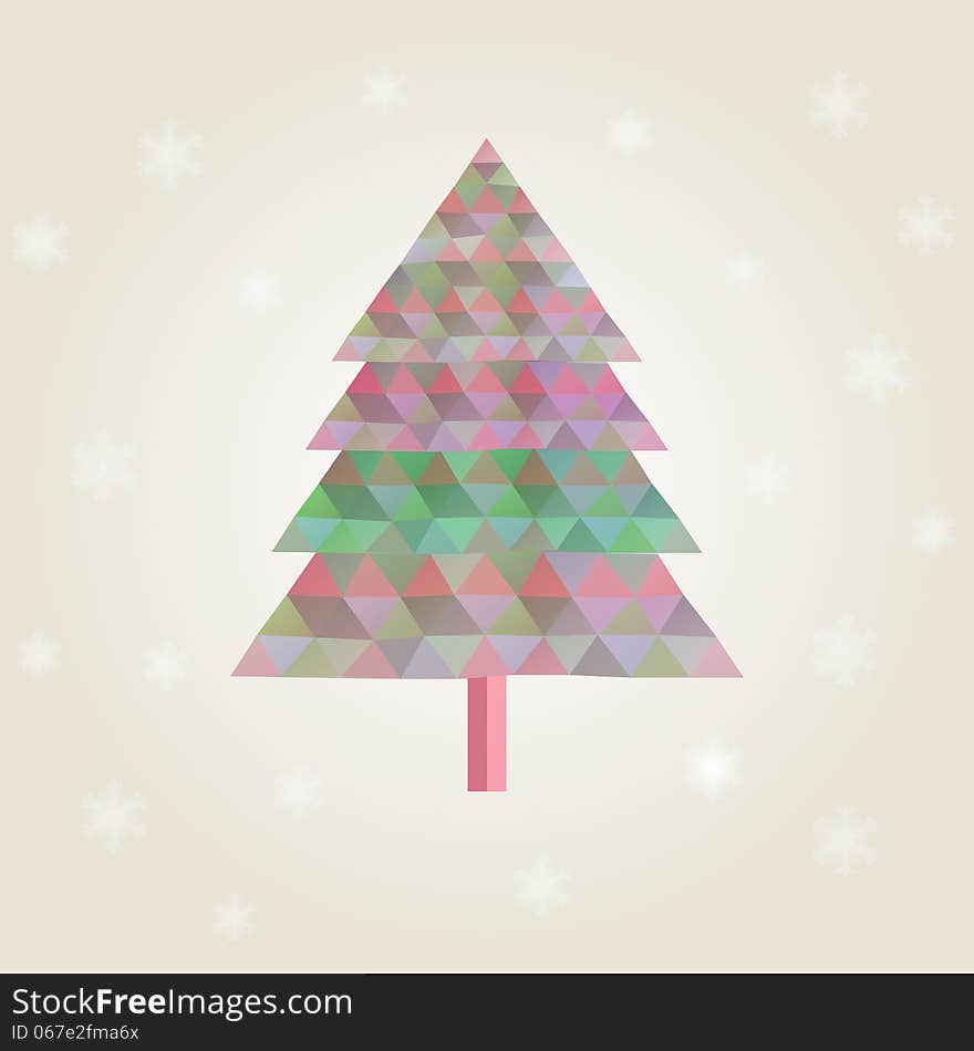 Сhristmas tree with colorful triangle diamonds illustration