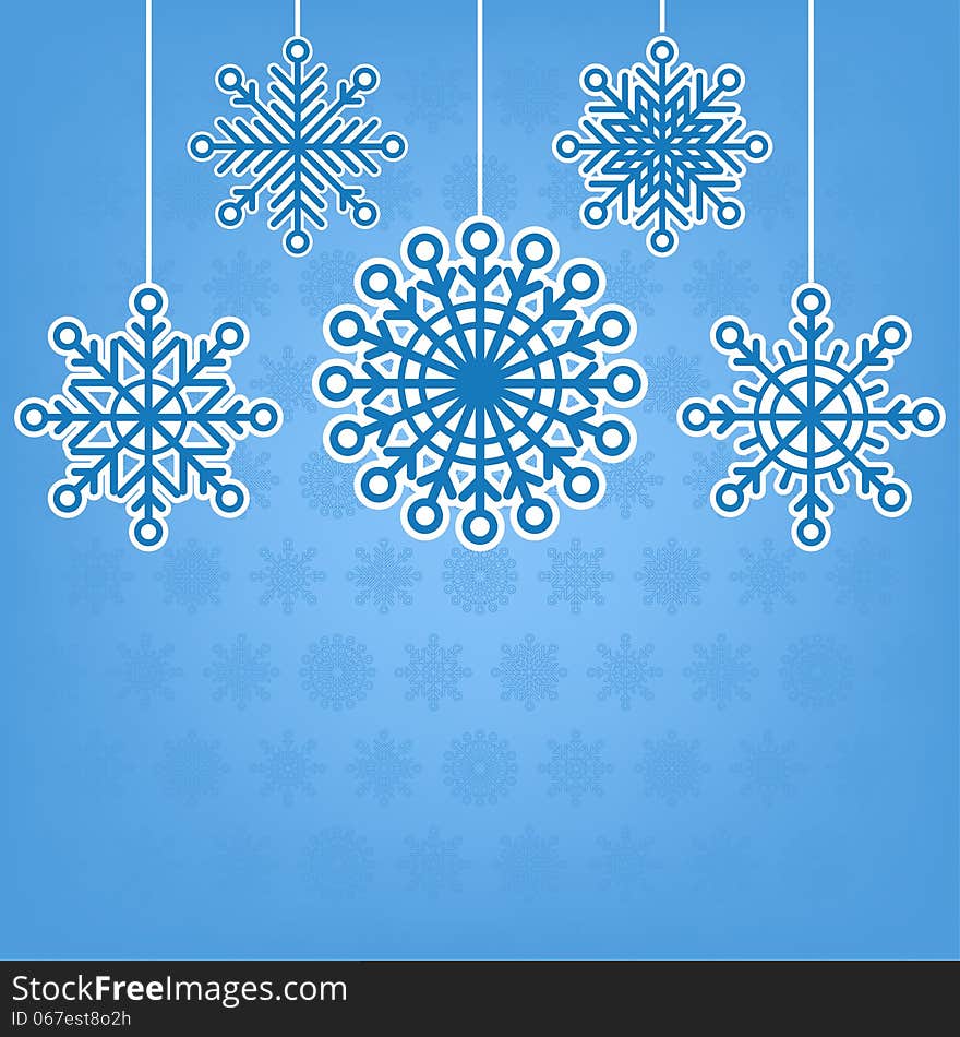 Decorative snowflakes postcard with place for text