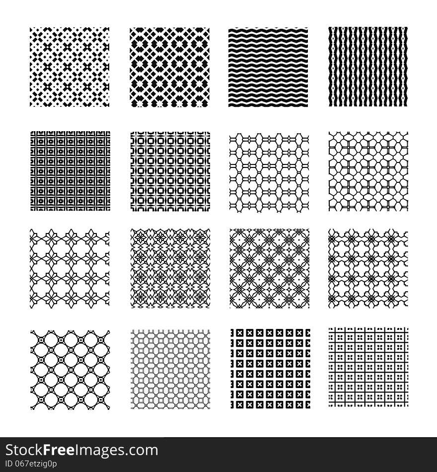 Set of 16 seamless patterns. Set of 16 seamless patterns