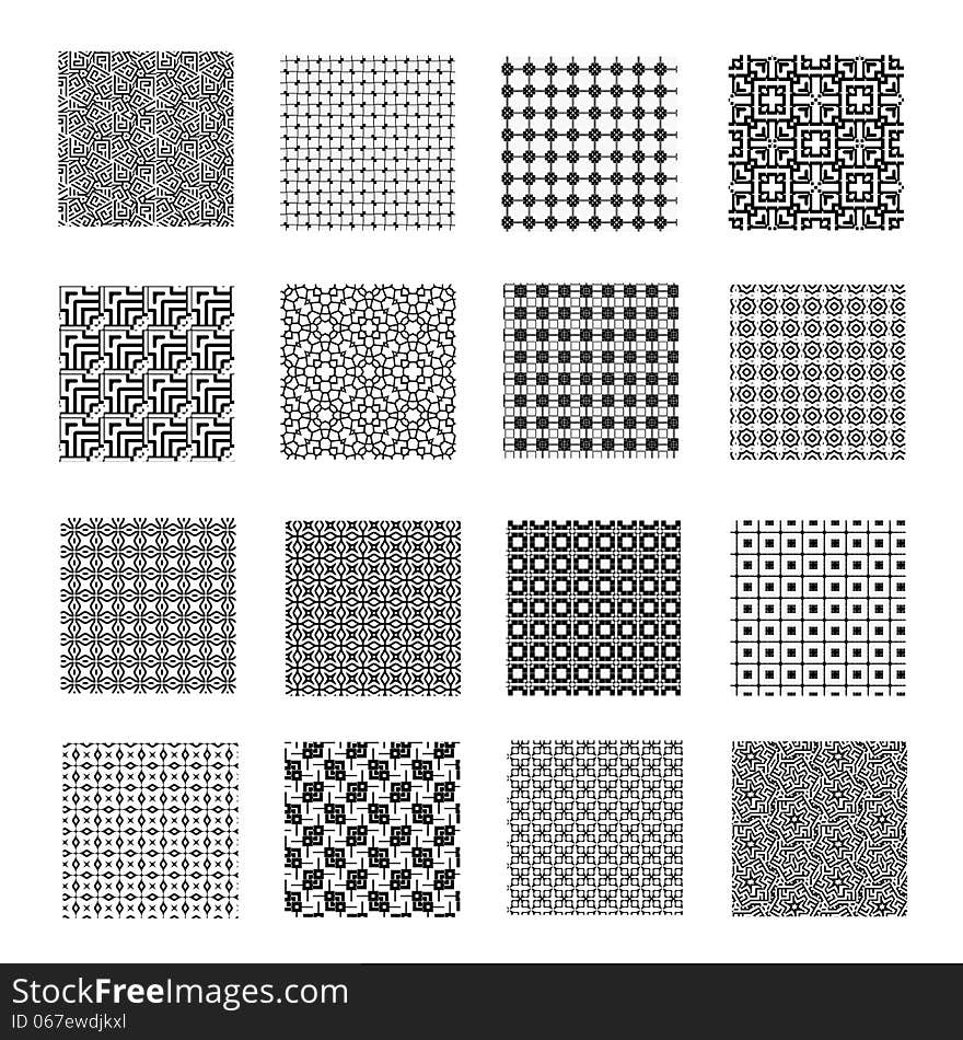 Set of 16 seamless patterns. Set of 16 seamless patterns