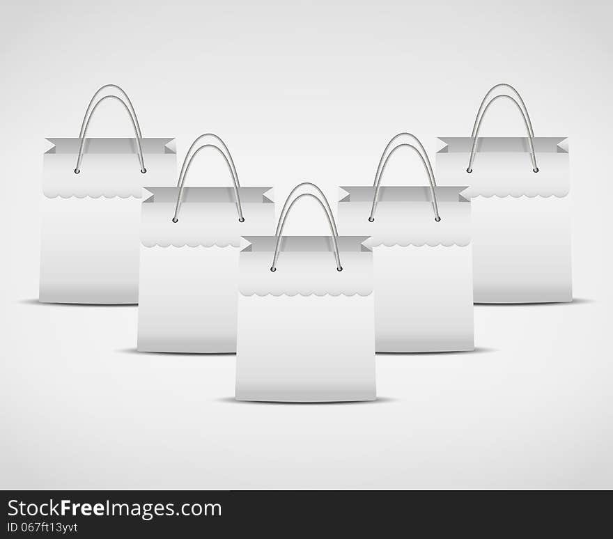 Illustration of four white shopping bag