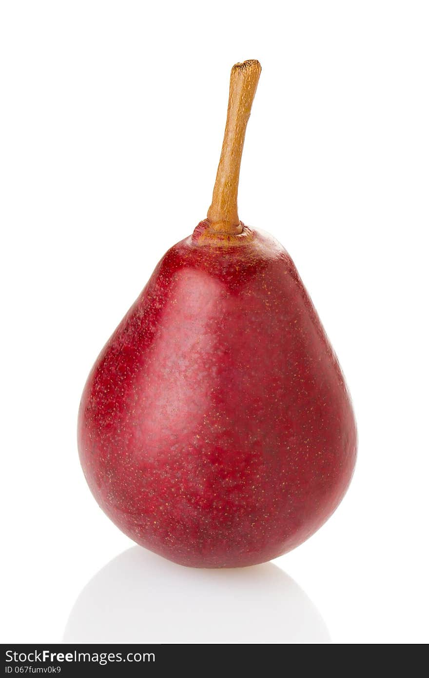 Red pear isolated on white background