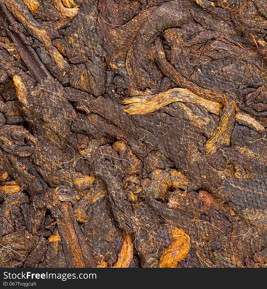 Pressed Chinese puer tea isolated on a white background.