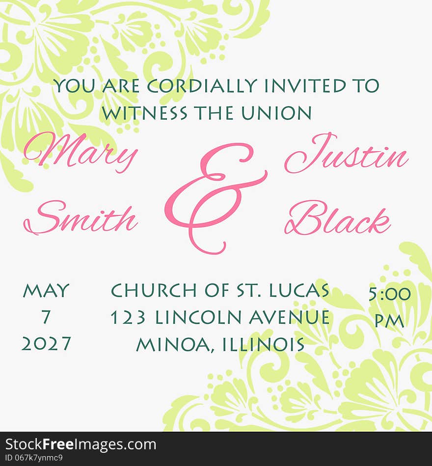 Wedding card or invitation with abstract floral background