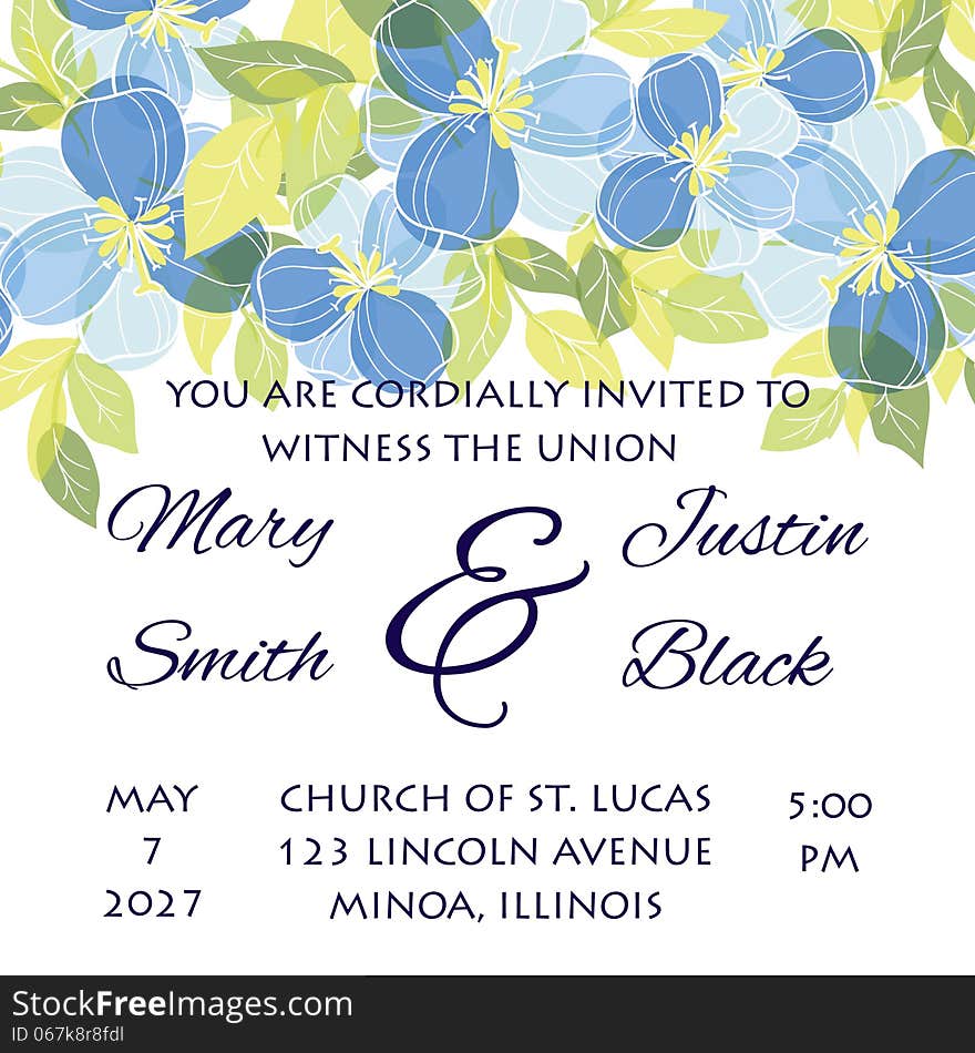 Wedding card or invitation with abstract floral background