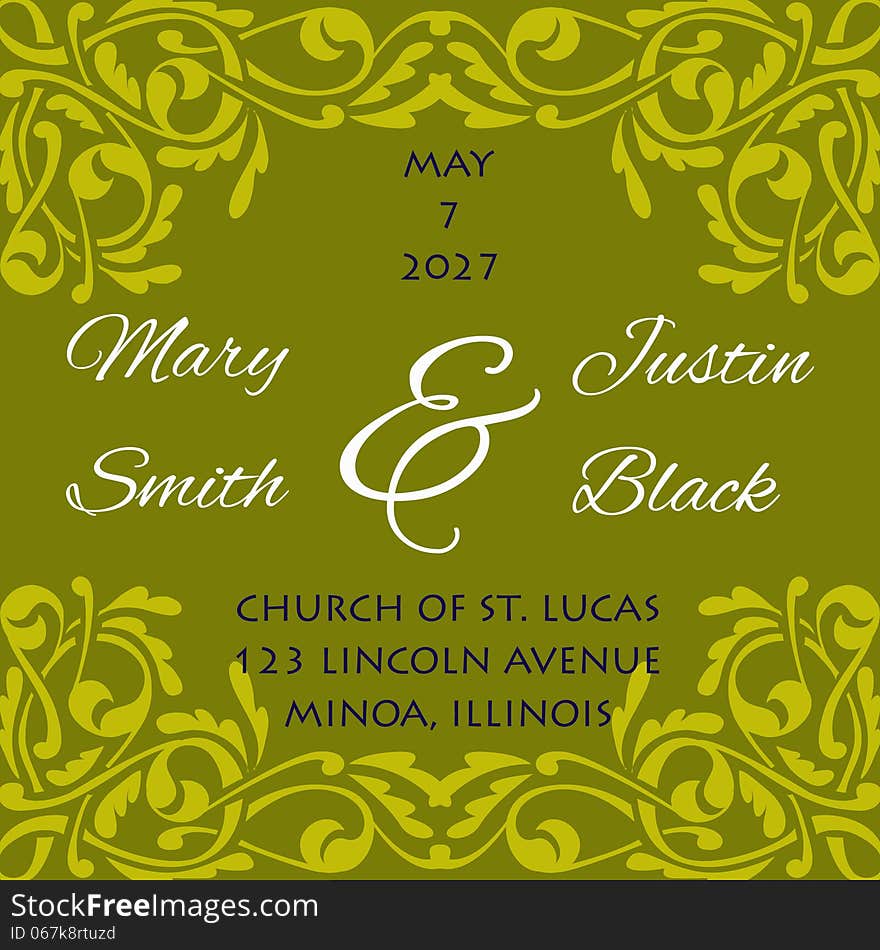 Wedding card or invitation with abstract floral background