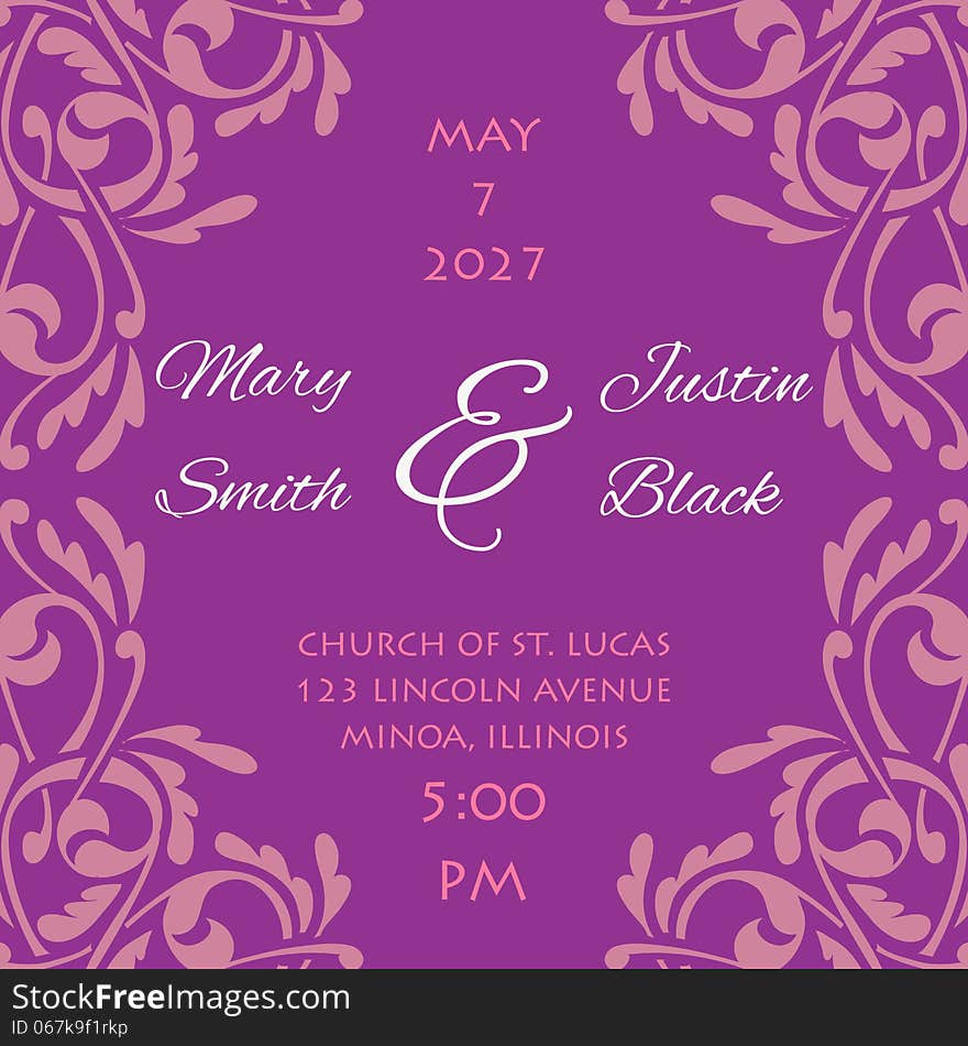 Wedding card or invitation with abstract floral background