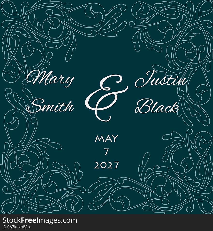 Wedding card or invitation with abstract floral background