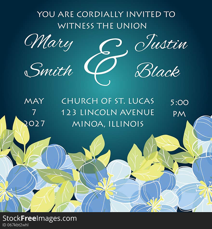 Wedding card or invitation with abstract floral background