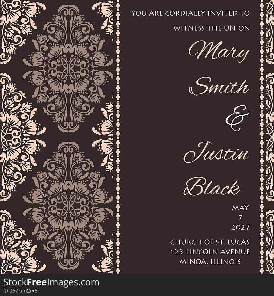 Wedding card or invitation with abstract floral background