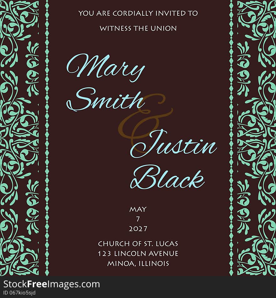 Wedding card or invitation with abstract floral background