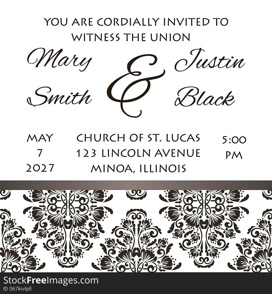 Wedding card or invitation with abstract floral background