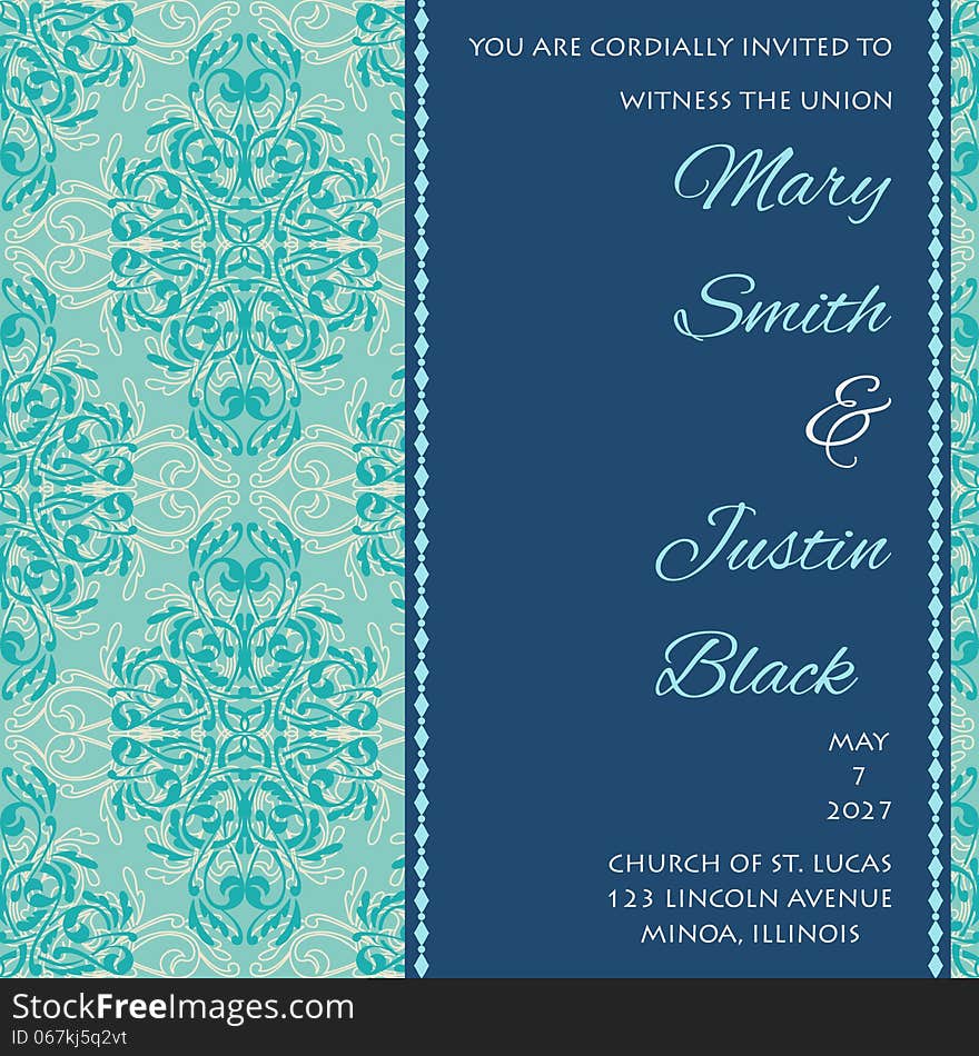 Wedding card or invitation with abstract floral background