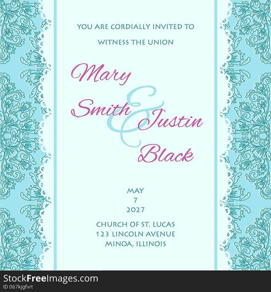 Wedding card or invitation with abstract floral background