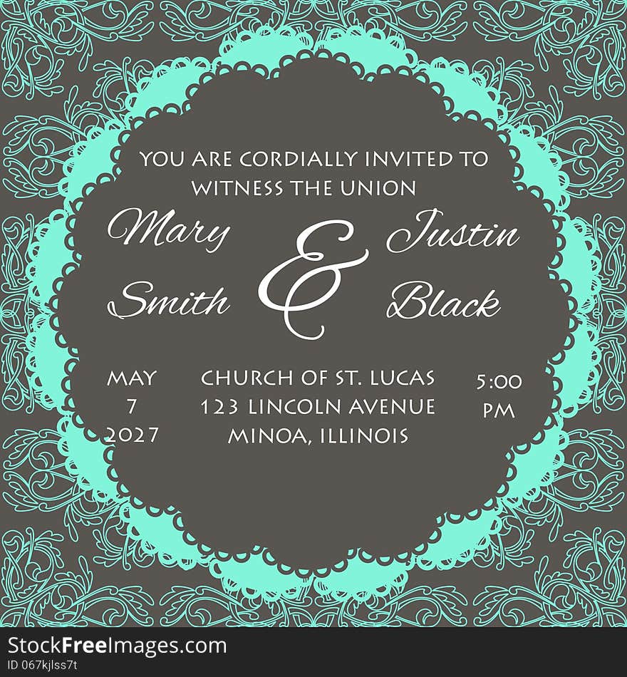 Wedding card or invitation with abstract floral background