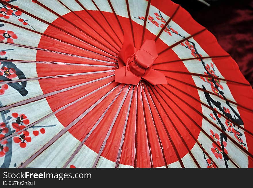 Red and black Japanese umbrella