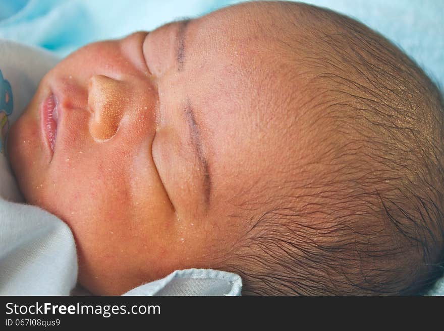 Baby newborn, Cute baby sleeping on a blanket