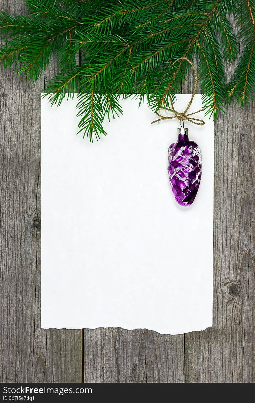 Christmas card with fir branch