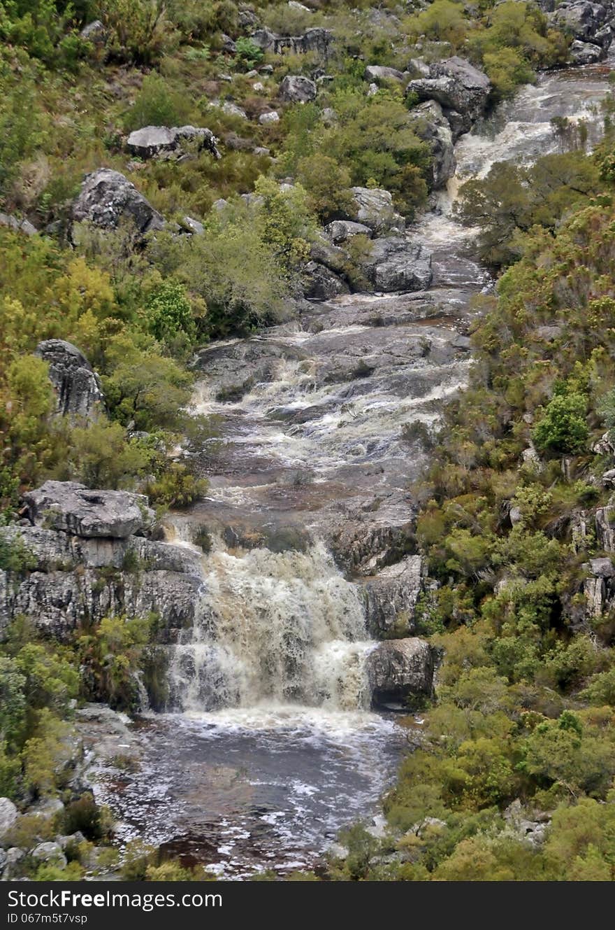 Landscape with small water fall in the Worcester mountains. Landscape with small water fall in the Worcester mountains