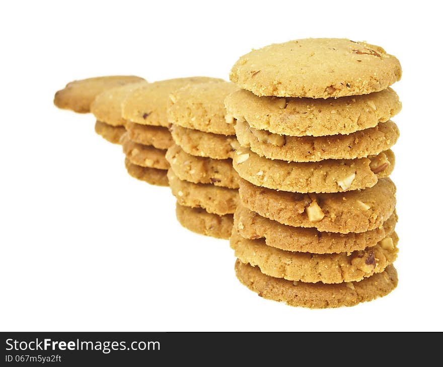 Step increase of cookie stack bar on white background. Step increase of cookie stack bar on white background