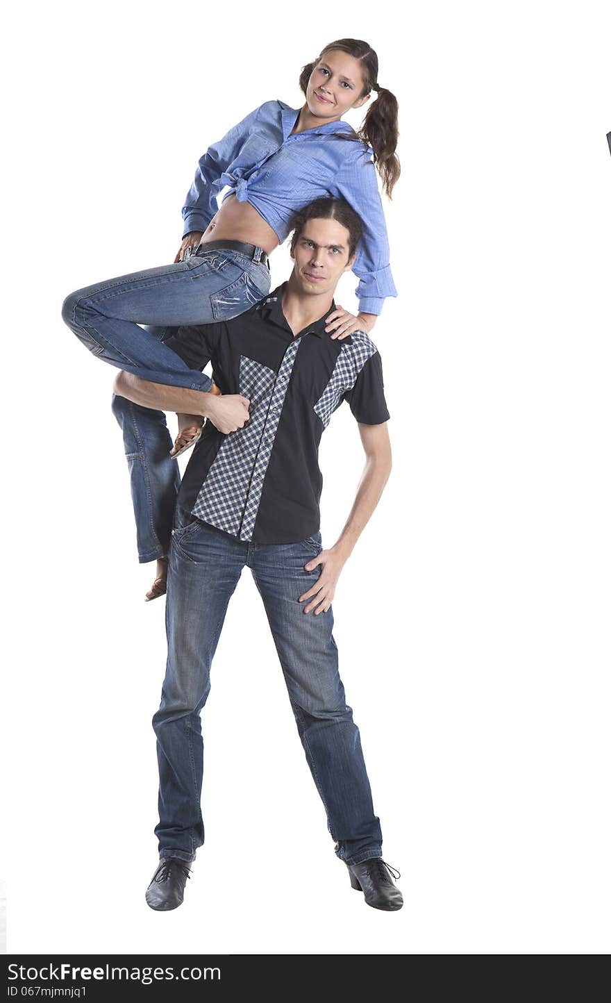 Dancing couple isolated over white background