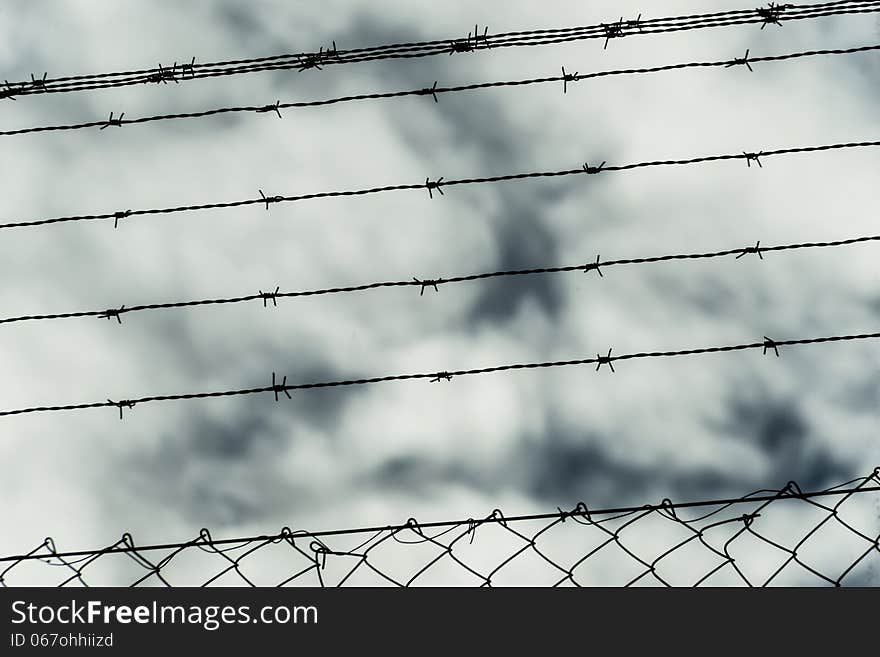 The freedom is in the sky that exists behind the wire fence.