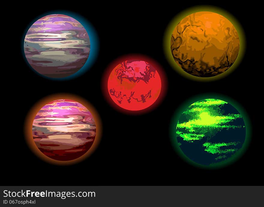 Set of planets illustration