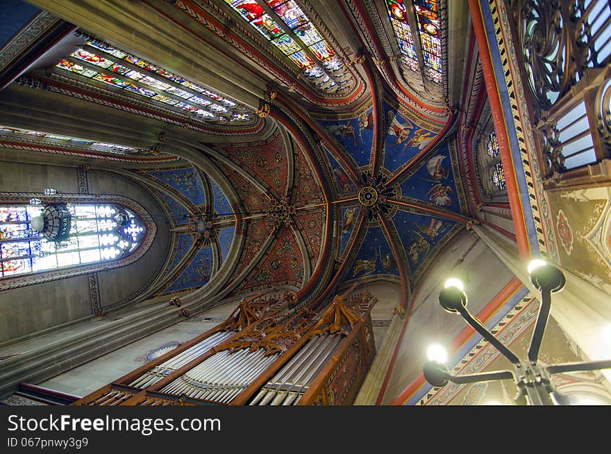 Painted ceiling in st pierre cathedral, geneva. Painted ceiling in st pierre cathedral, geneva