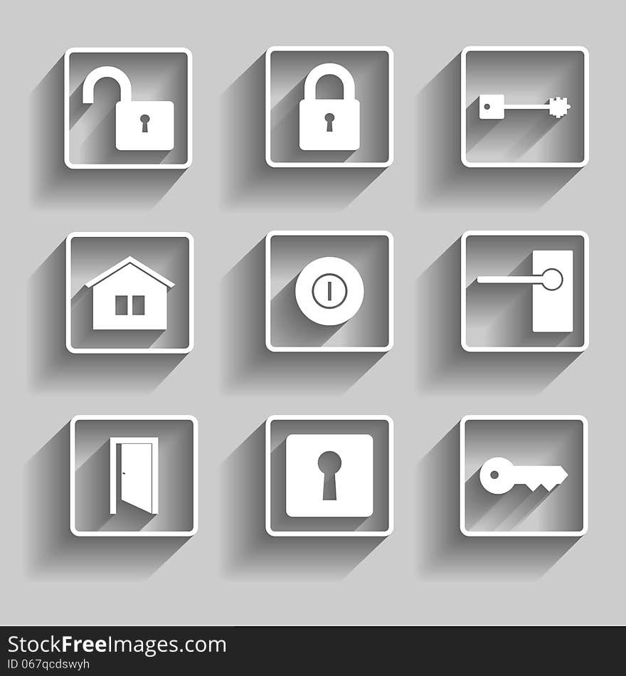 Set of icons for home doors themem vector eps10 illustration. Set of icons for home doors themem vector eps10 illustration