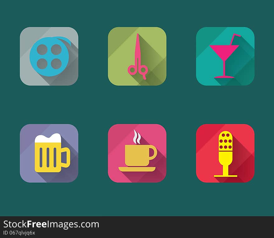 Vector illustration of flat web icons set. Vector illustration of flat web icons set.