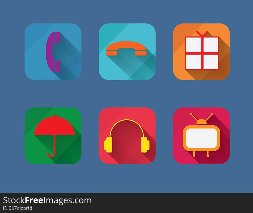 Vector flat entertainment icons set.