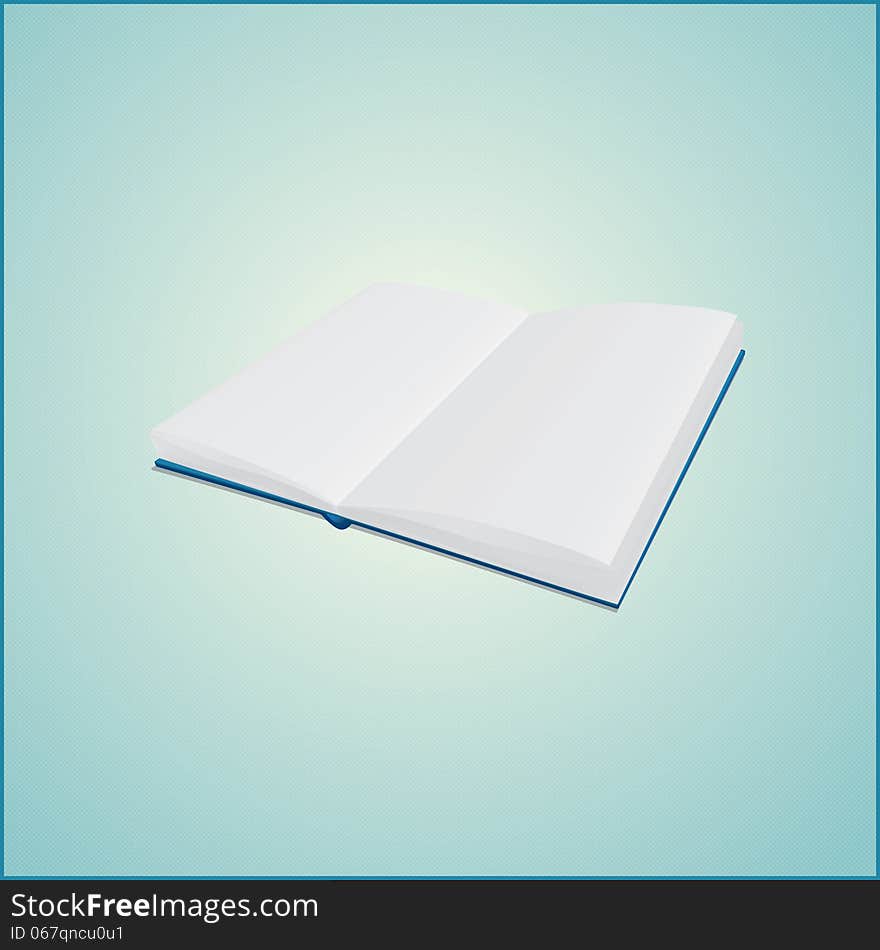 Open spread of book with blank pages. Open spread of book with blank pages