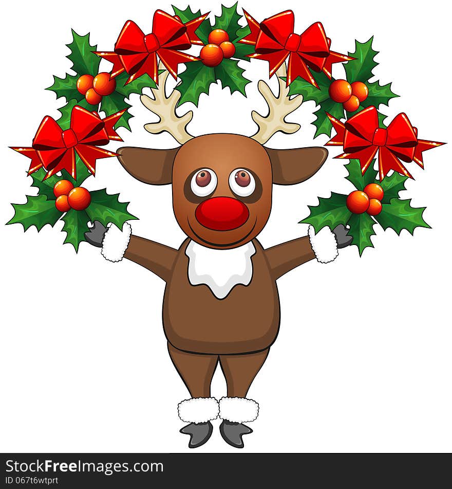 Christmas Deer With Garland