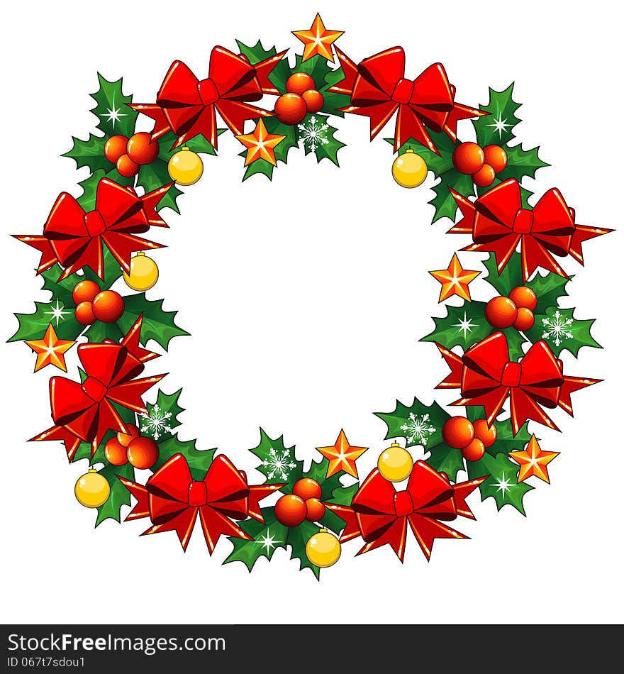 Christmas Wreath With Holly Berry