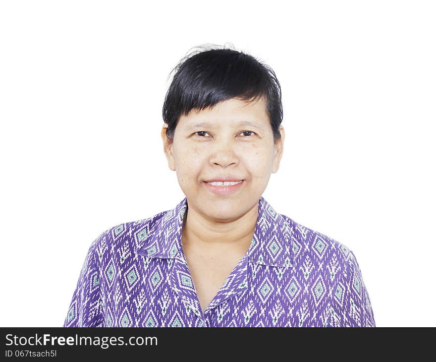 Senior asian woman smiling on white background. Senior asian woman smiling on white background