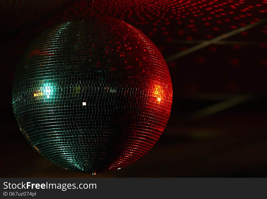 Multi coloured mirror ball