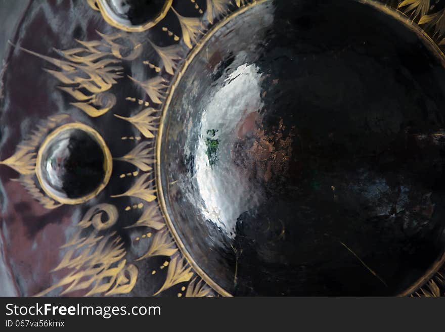 Close up image of gong at a Buddhist temple,Thailand