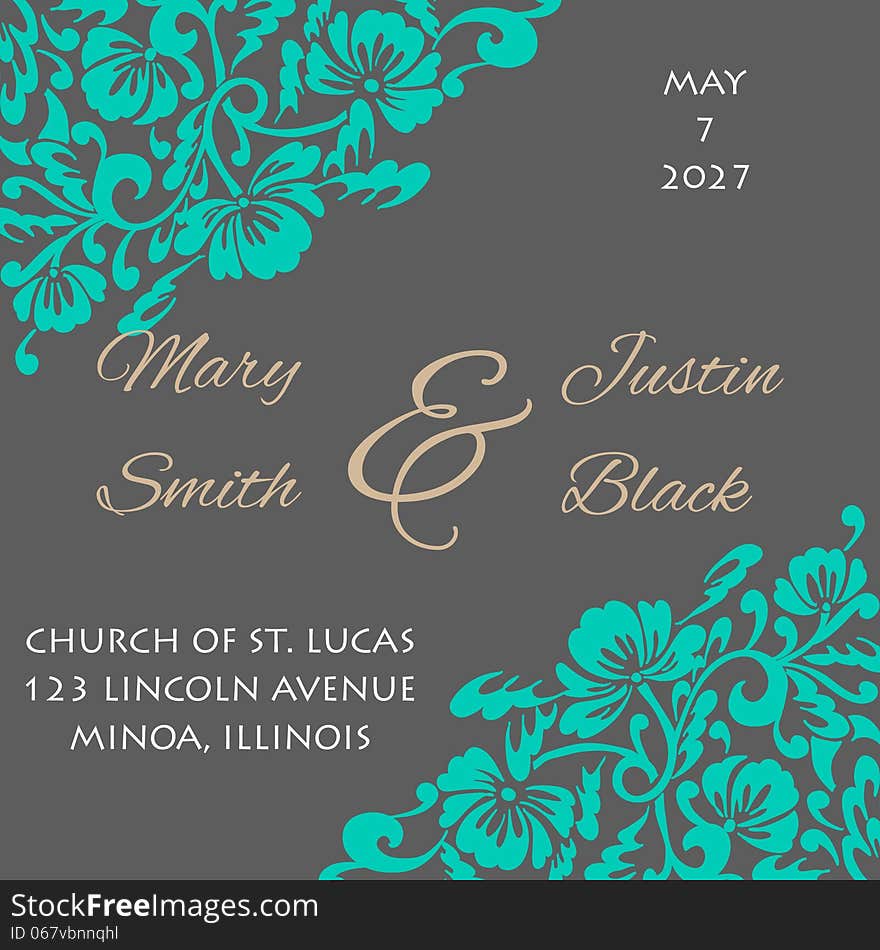 Wedding card or invitation with abstract floral background