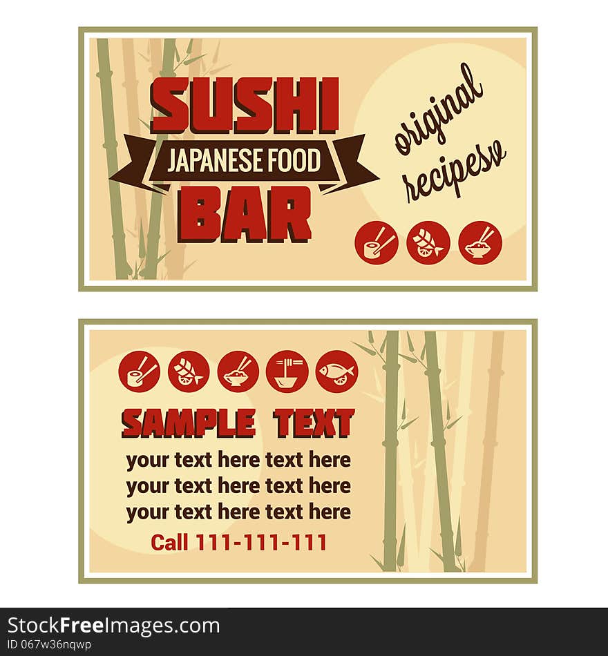 Visiting card of sushi bar