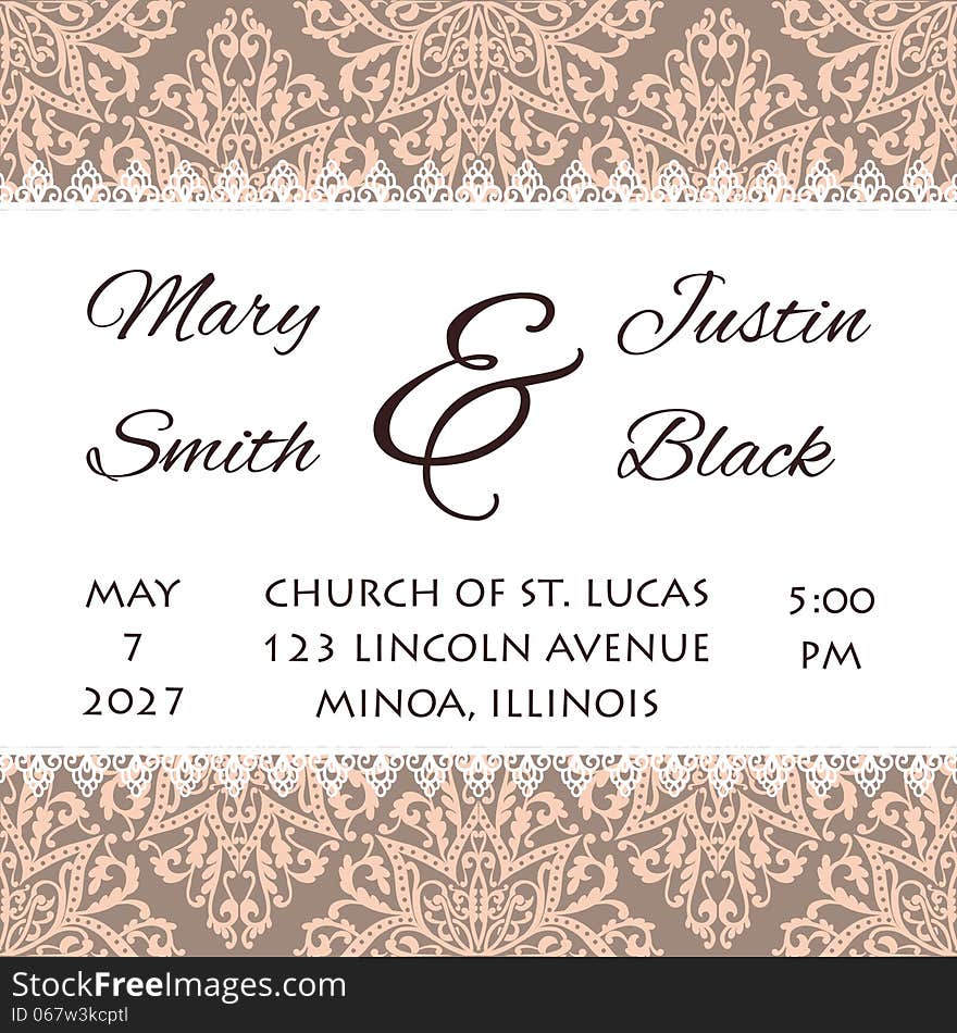 Wedding card or invitation with abstract floral background