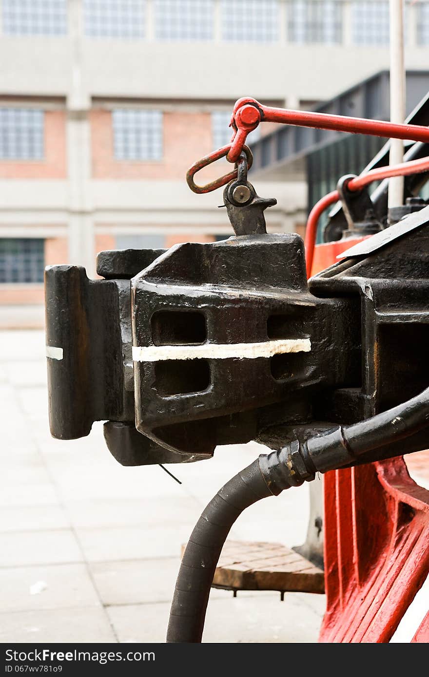 Singe coupler in freight train. Singe coupler in freight train