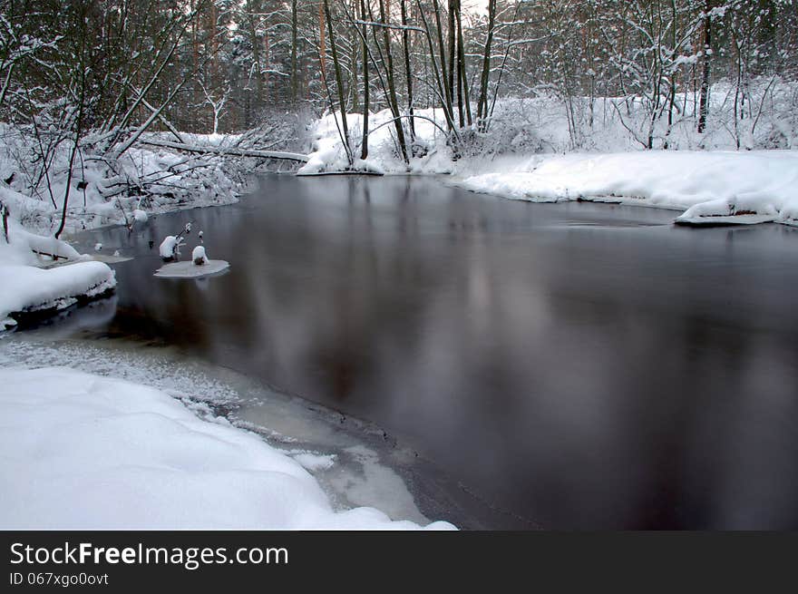 River in the winter.